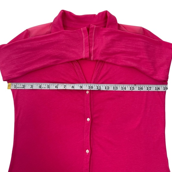 Hollister Tee Mesh Shoulder Button Front Hot Pink Barbiecore Medium M - Picture 10 of 17
